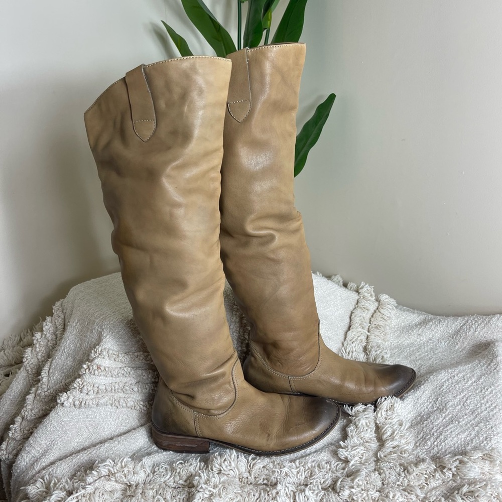 BP Knee High Leather Boots - Size 9.5 - Vintage Anthro Boho Style